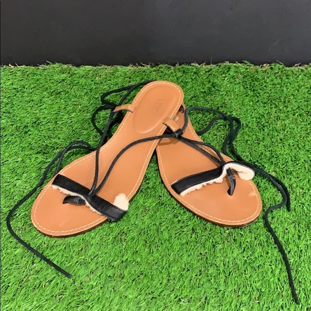 UGG Black Gladiator Lace Up Sandals Wedge